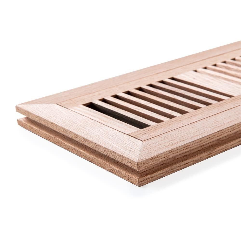 Hardwood White Oak Floor Register, Flush Mount with Frame, 4x10 Inch, Unfinished