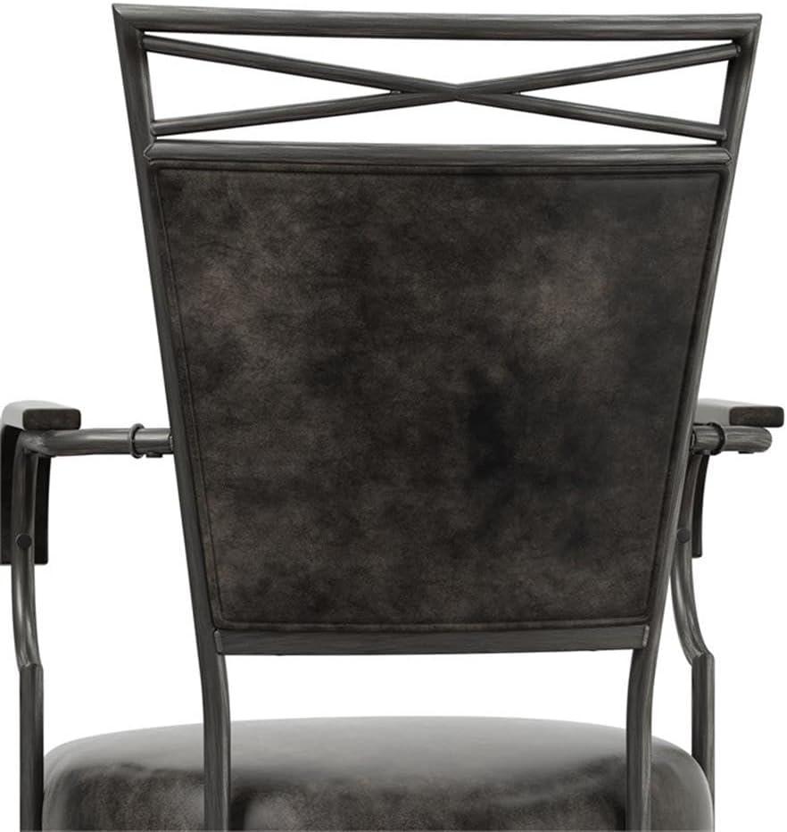 Hillsdale Furniture Bridgetown Metal Bar Height Swivel Stool Pewter: Upholstered, Armrests