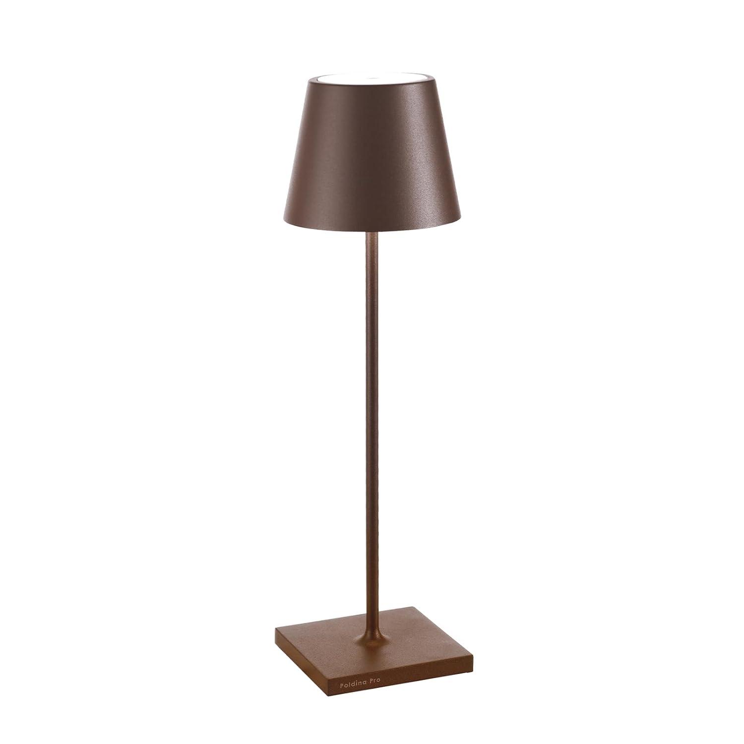 Rust Cordless Outdoor Touch-Control Table Lamp with LED Light