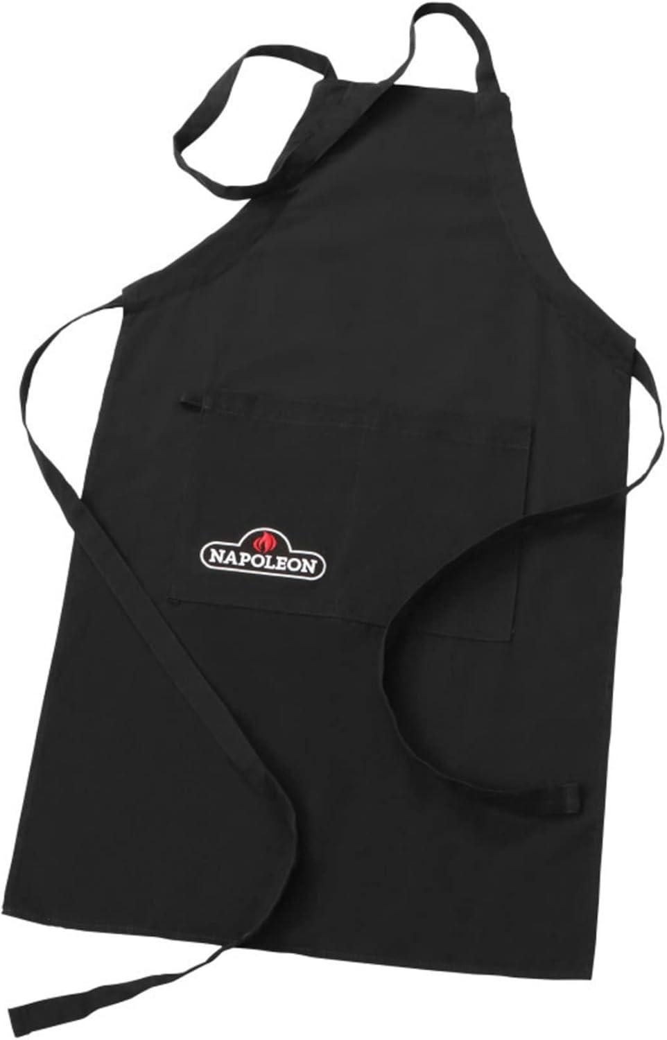 Black Cotton Grilling Apron with Deep Pocket
