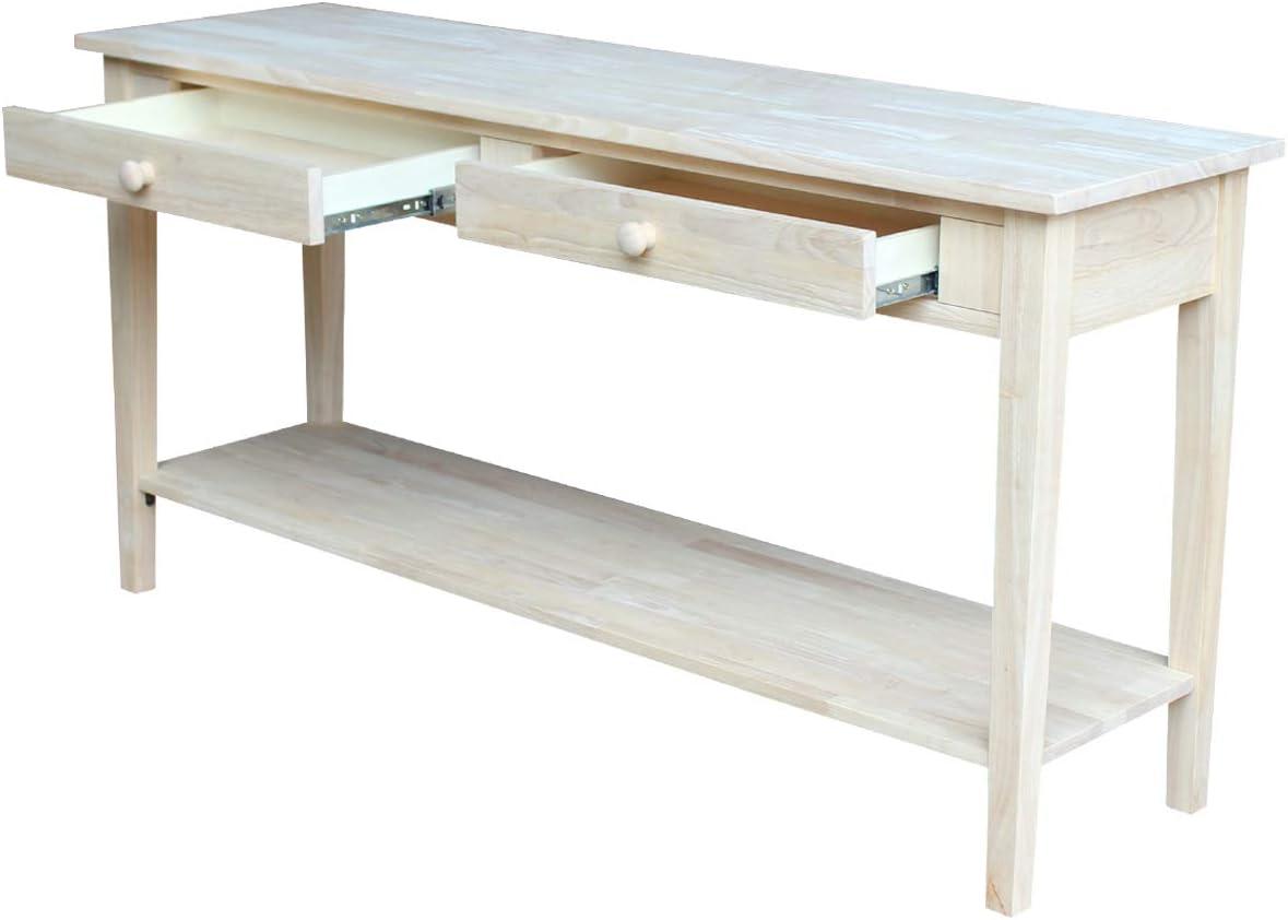 International Concepts 48" Spencer Console Server Table Light Brown: Hardwood Frame, Fixed Shelf Storage