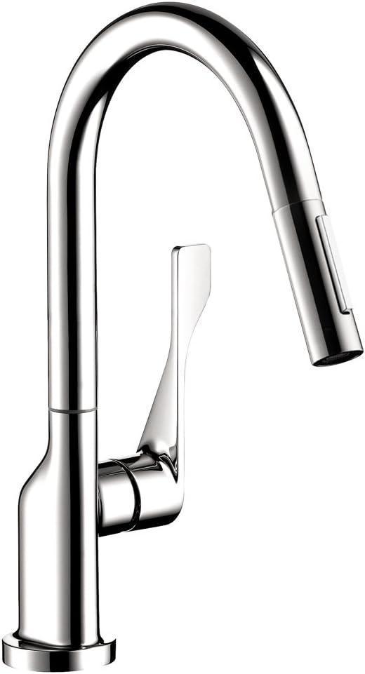 Chrome Brass Pull-Down Kitchen Faucet with Spray