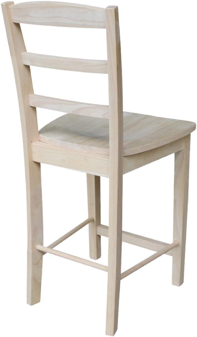 Natural Unfinished Solid Parawood Madrid Counter Stool