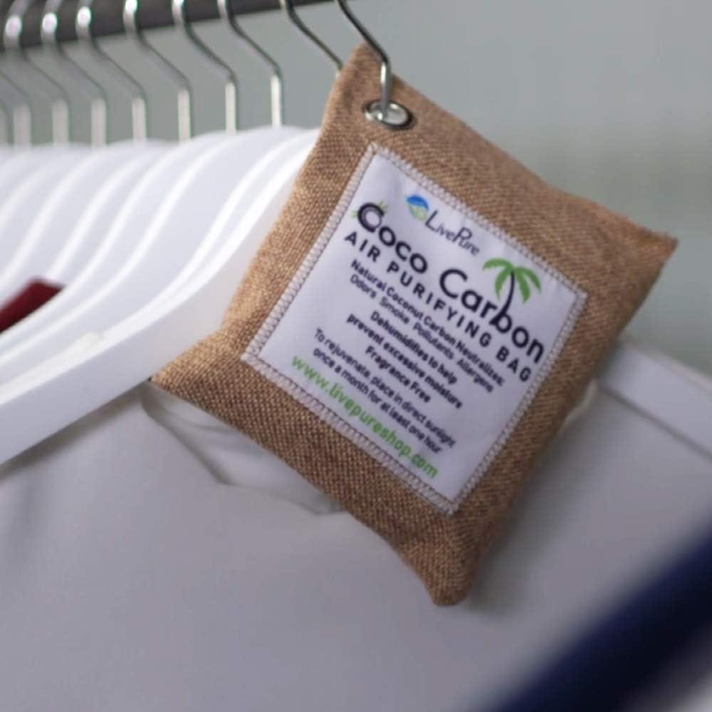 LivePure CocoCarbon Coconut Carbon Air Purifying Bag Odor Eliminator 7-Pack, Mint