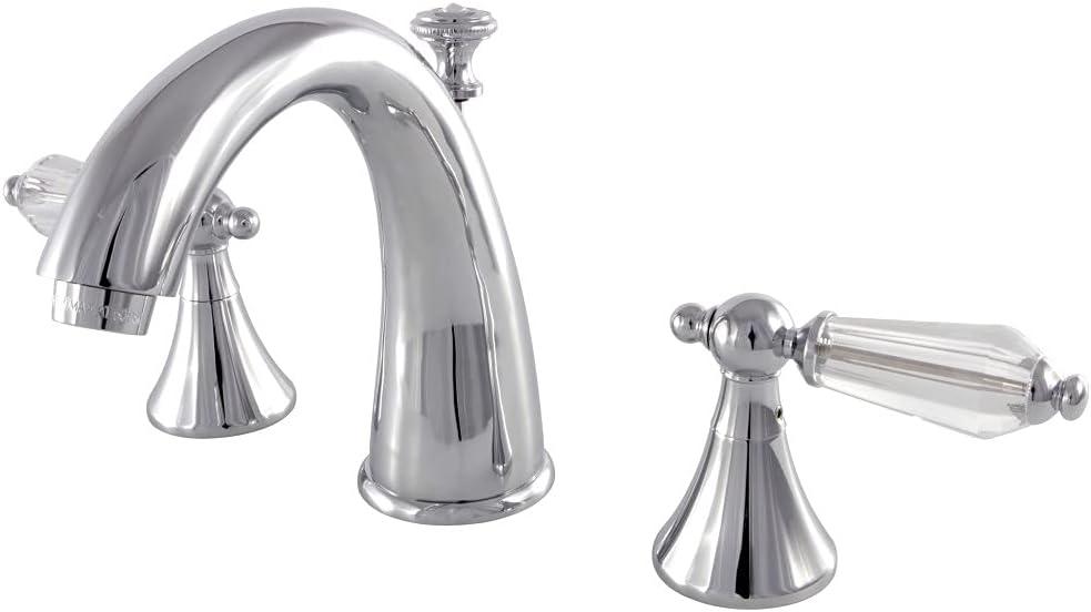 Kingston Brass KS2971WLL Widespread Lavatory Faucet with Crystal Lever Handle, Chrome