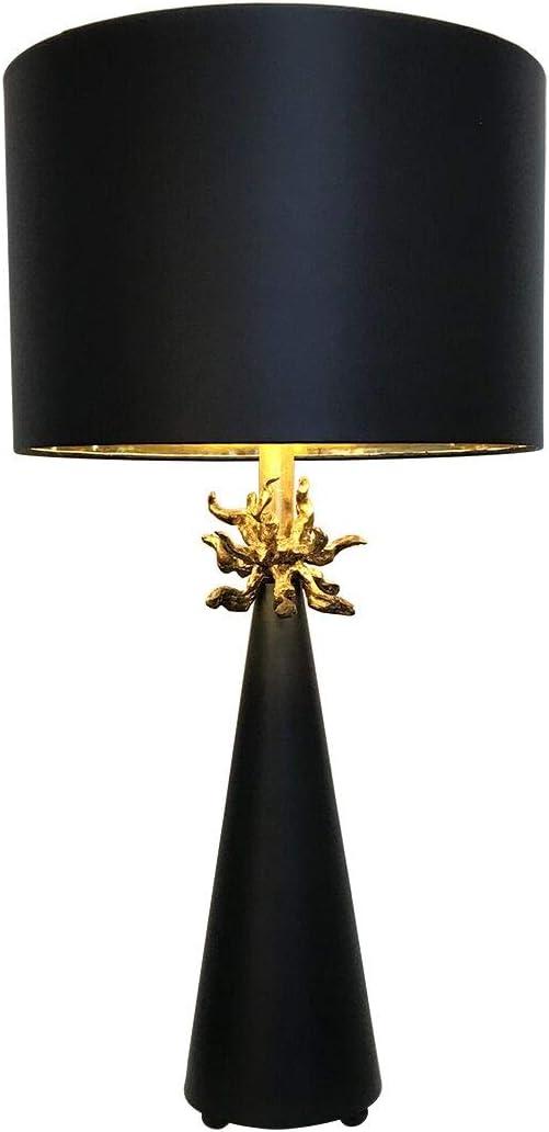 Lucas McKearn Neo Contemporary Metal Table Lamp with Gold Accents in Black