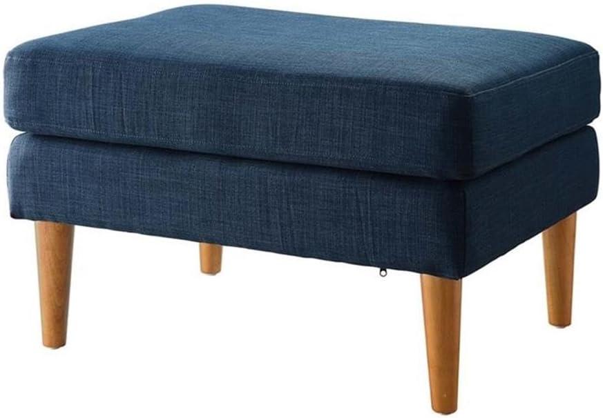 Convenience Concepts Designs4Comfort No Tools Marlow Mid Century Ottoman, Dark Blue Linen