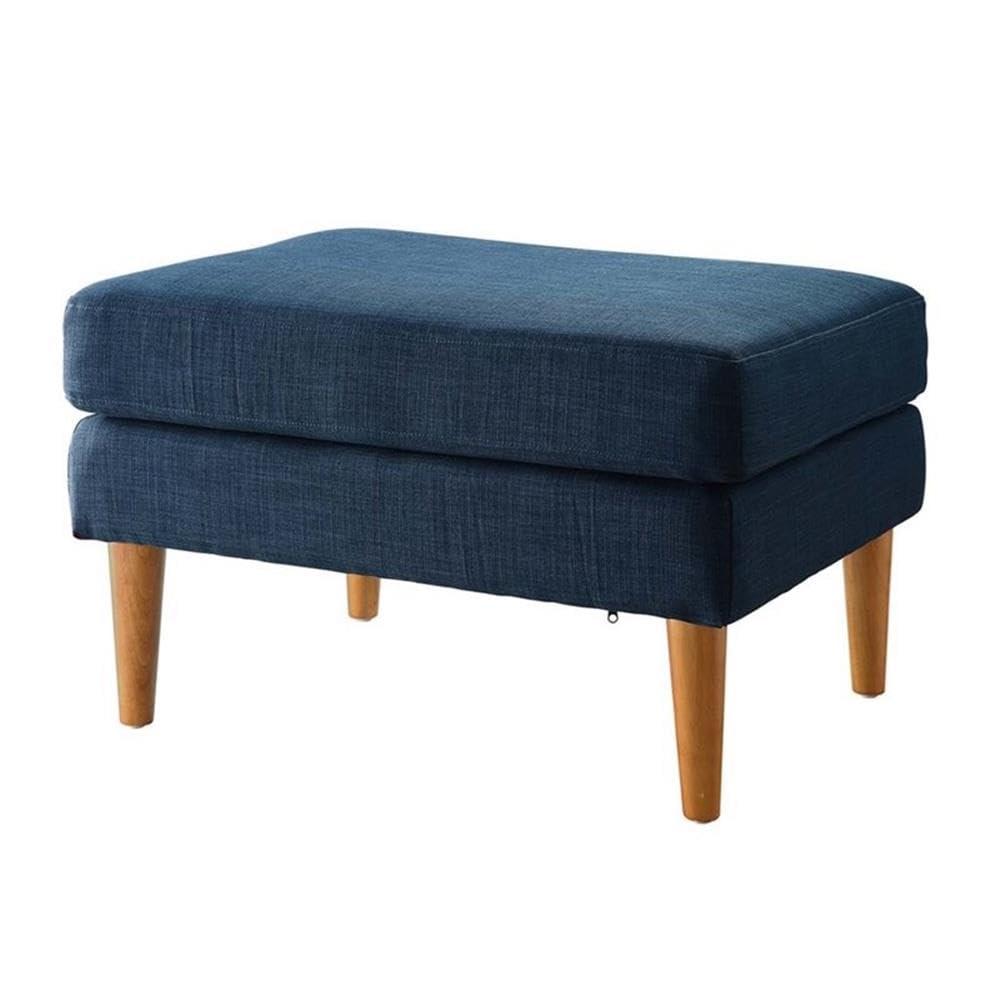 Convenience Concepts Designs4Comfort No Tools Marlow Mid Century Ottoman, Dark Blue Linen