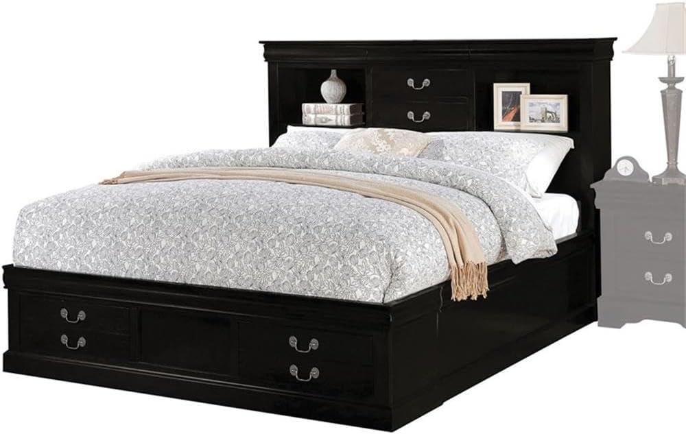 ACME Louis Philippe III Queen Bed w/Storage, Black
