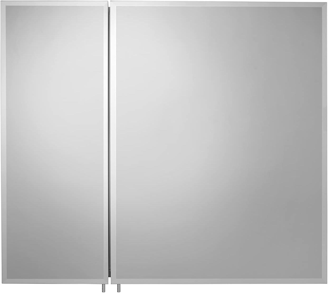 Croydex Halton Double Door Aluminium Bathroom Medicine Cabinet in Chrome (30x26in)