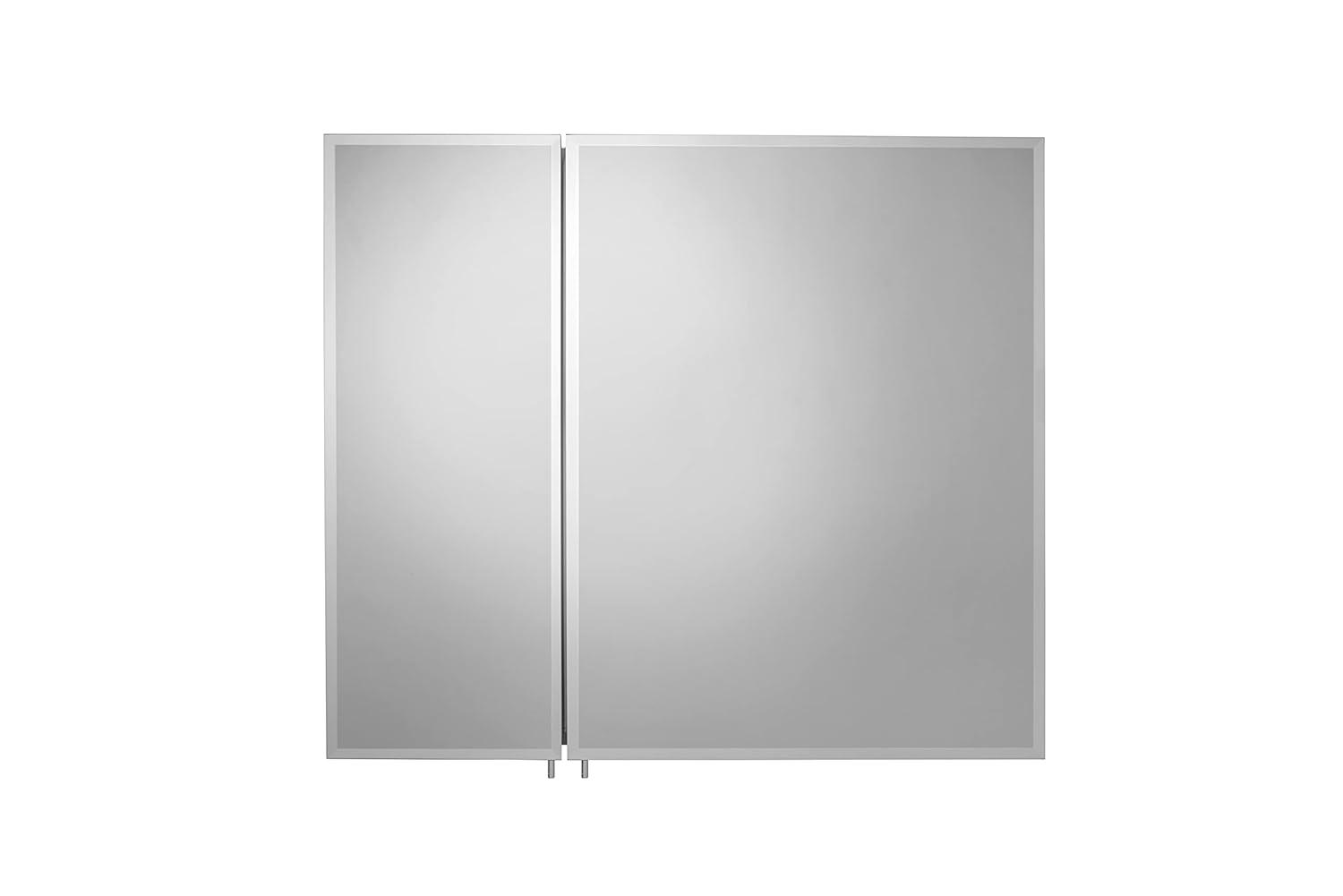 Croydex Halton Double Door Aluminium Bathroom Medicine Cabinet in Chrome (30x26in)