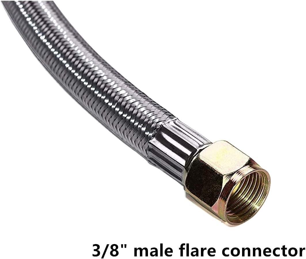 Gaspro 12ft 0-30 PSI Adjustable Propane Regulator with Gauge Stainless High Pressure Propane Hose with Regulator and  3/8" Female Connector