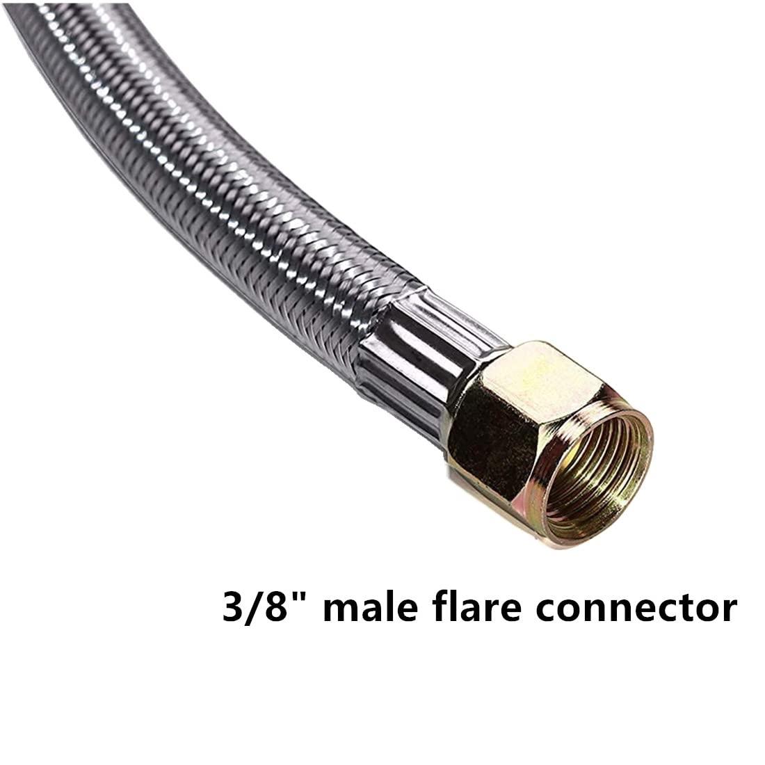 Gaspro 12ft 0-30 PSI Adjustable Propane Regulator with Gauge Stainless High Pressure Propane Hose with Regulator and  3/8" Female Connector