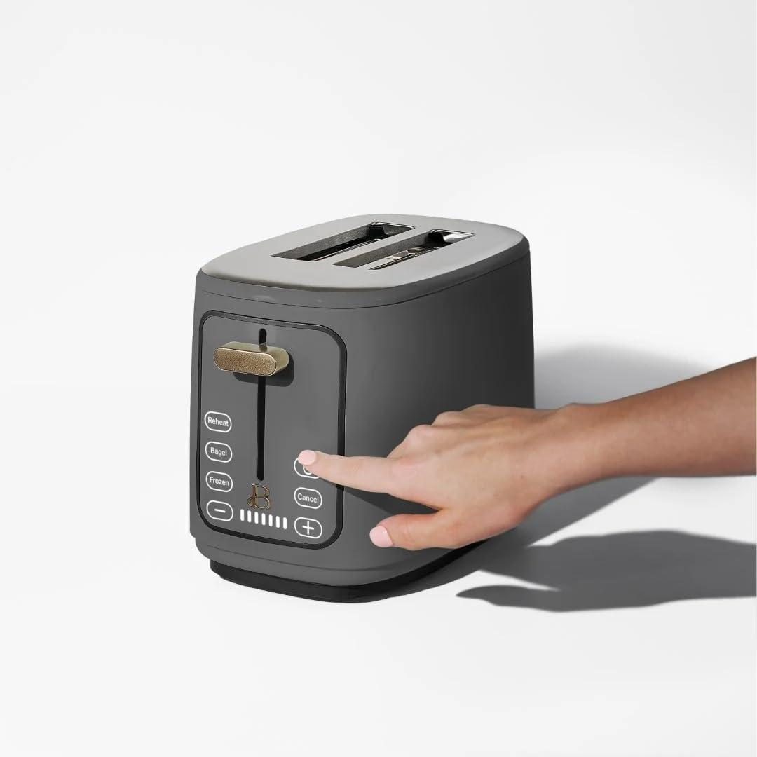 Beautiful 2 Slice Toaster with Touch-Activated Display, Oyster Gray by Drew Barrymore