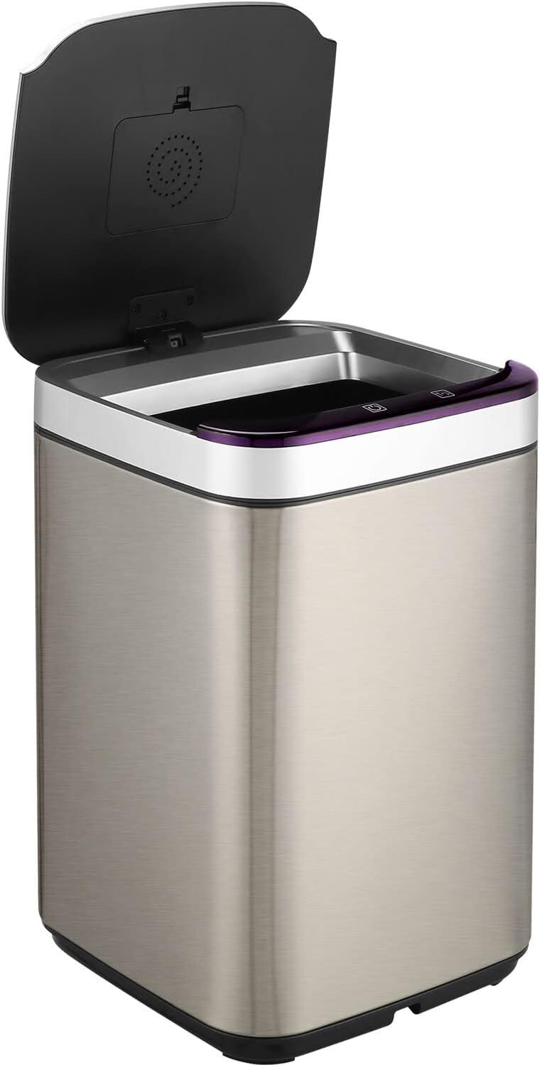 Hanover 10 Liter - 2.6 Gallon Trash Can for Home and Kitchen | Fingerprint Smudge Resistant | Soft Close | Sensor Lid | Carbon Odor Control | Stainless Steel