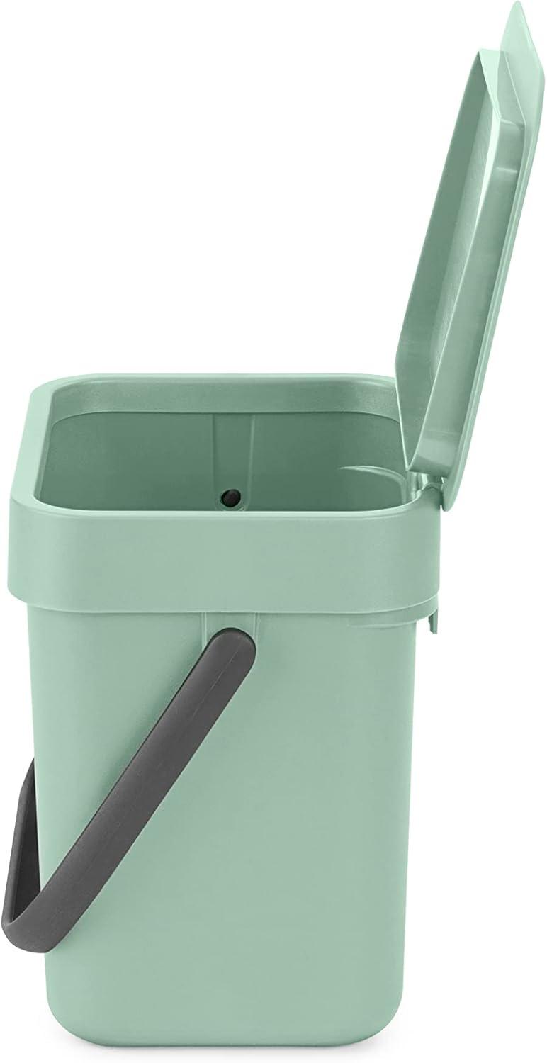 Jade Green Plastic Kitchen Compost Bin with Handle