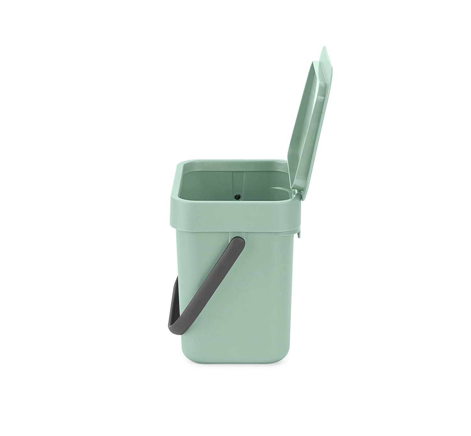 Jade Green Plastic Kitchen Compost Bin with Handle