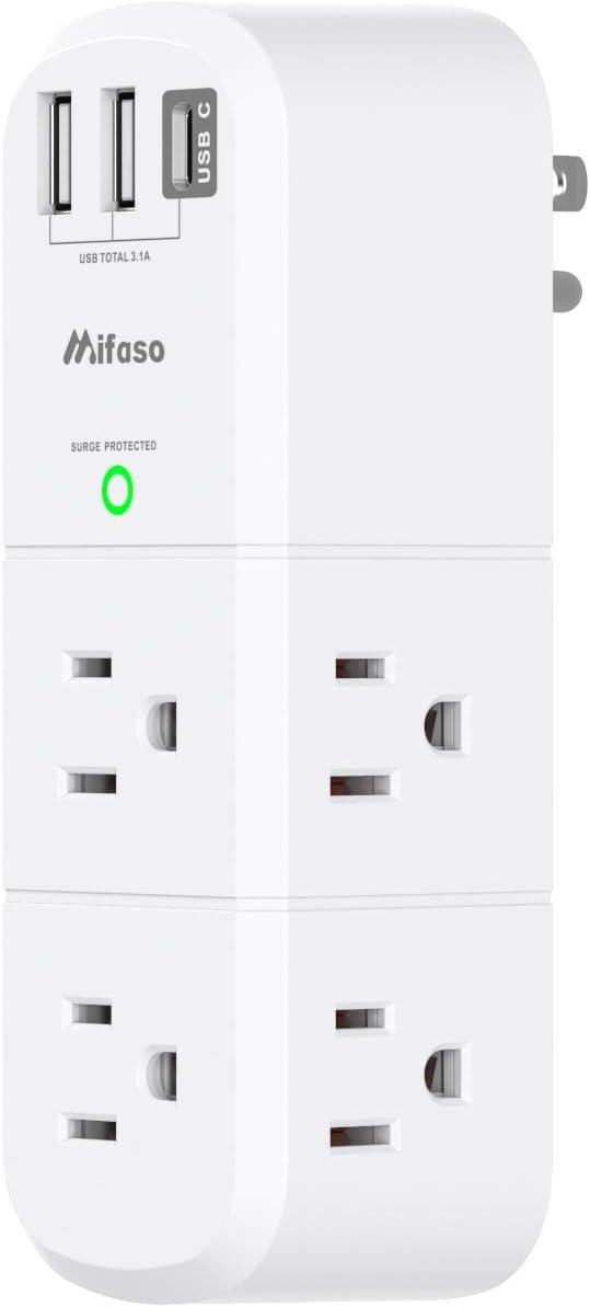 White 10-Piece USB Outlet Extender with Rotating Plug