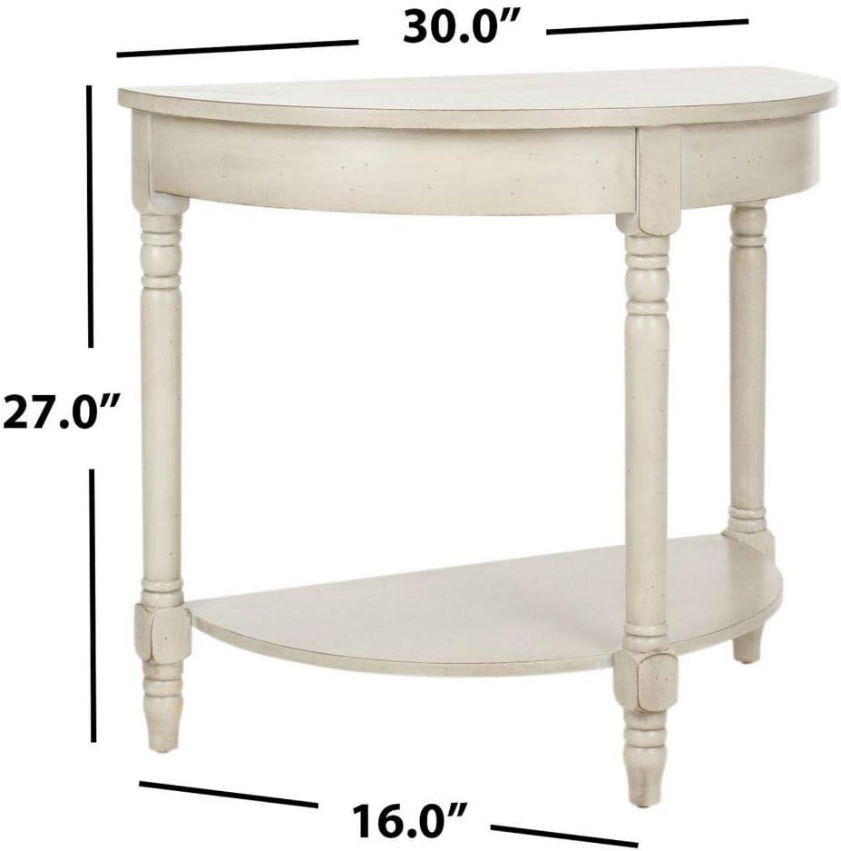 Transitional Beige Demilune Console Table with Turned Legs