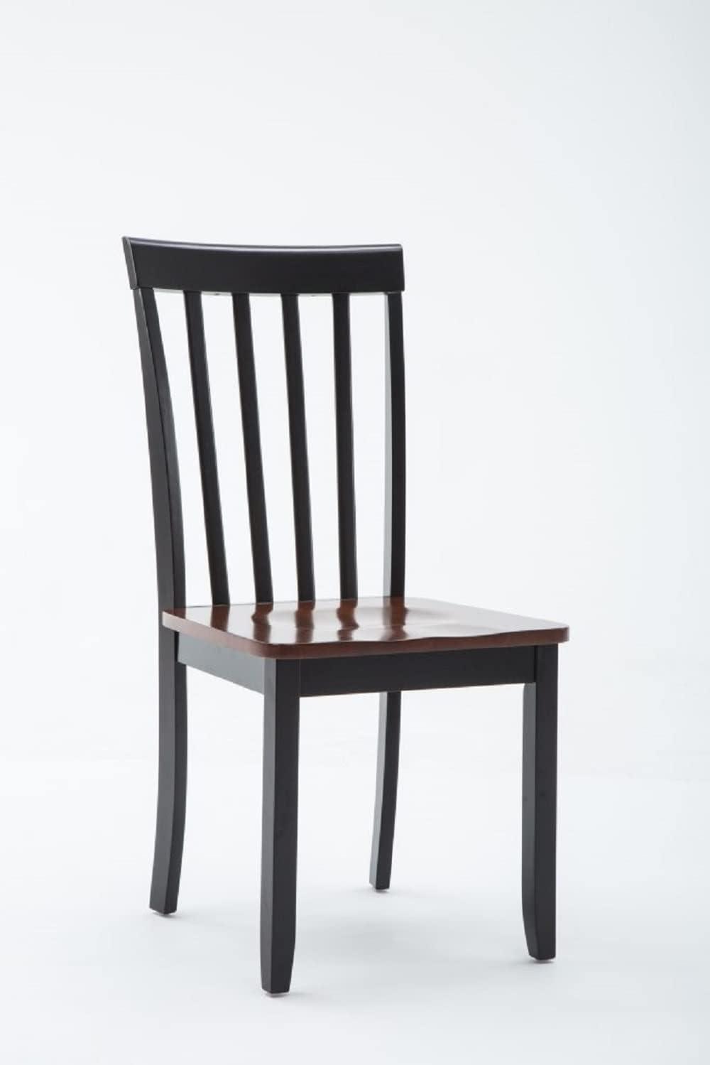 Black and Cherry Wood Transitional Side Chair Set