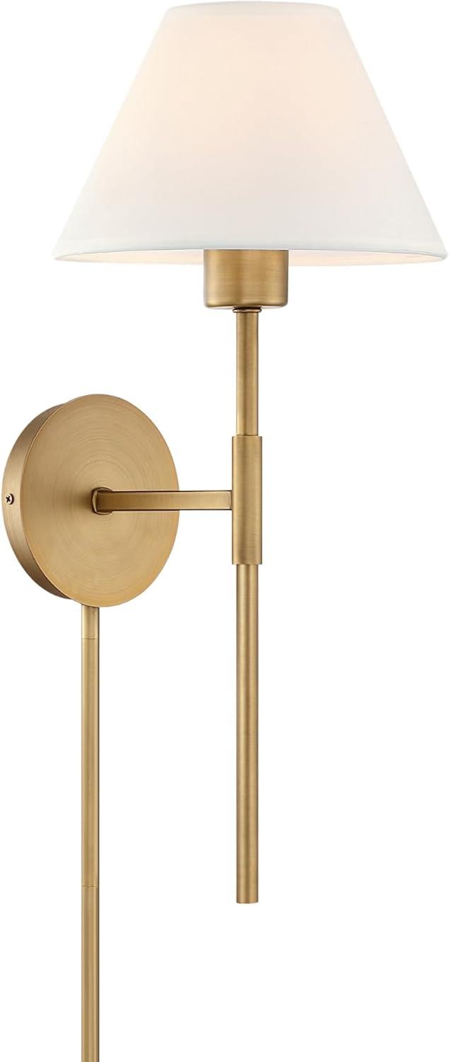 Millie Plugin Wall Sconce Light Fixture Cotton Shade/Brass - Nathan James