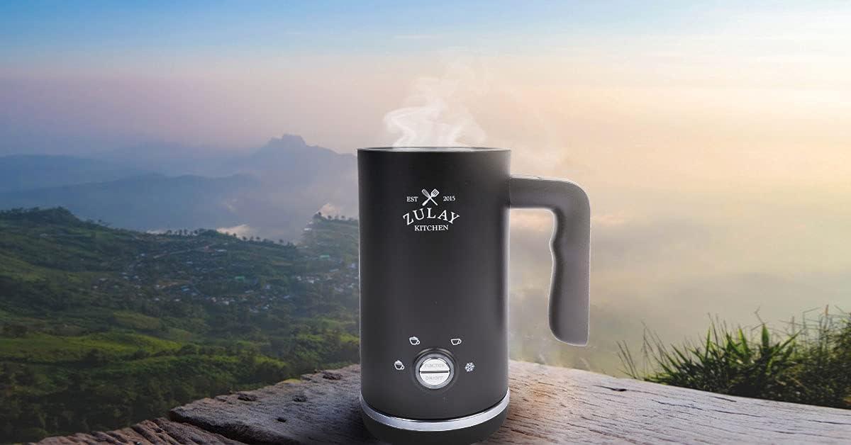 Zulay Kitchen 4-in-1 Milk Frother and Steamer - 10 oz Milk Foamer Electric Heater for Coffee (Black)
