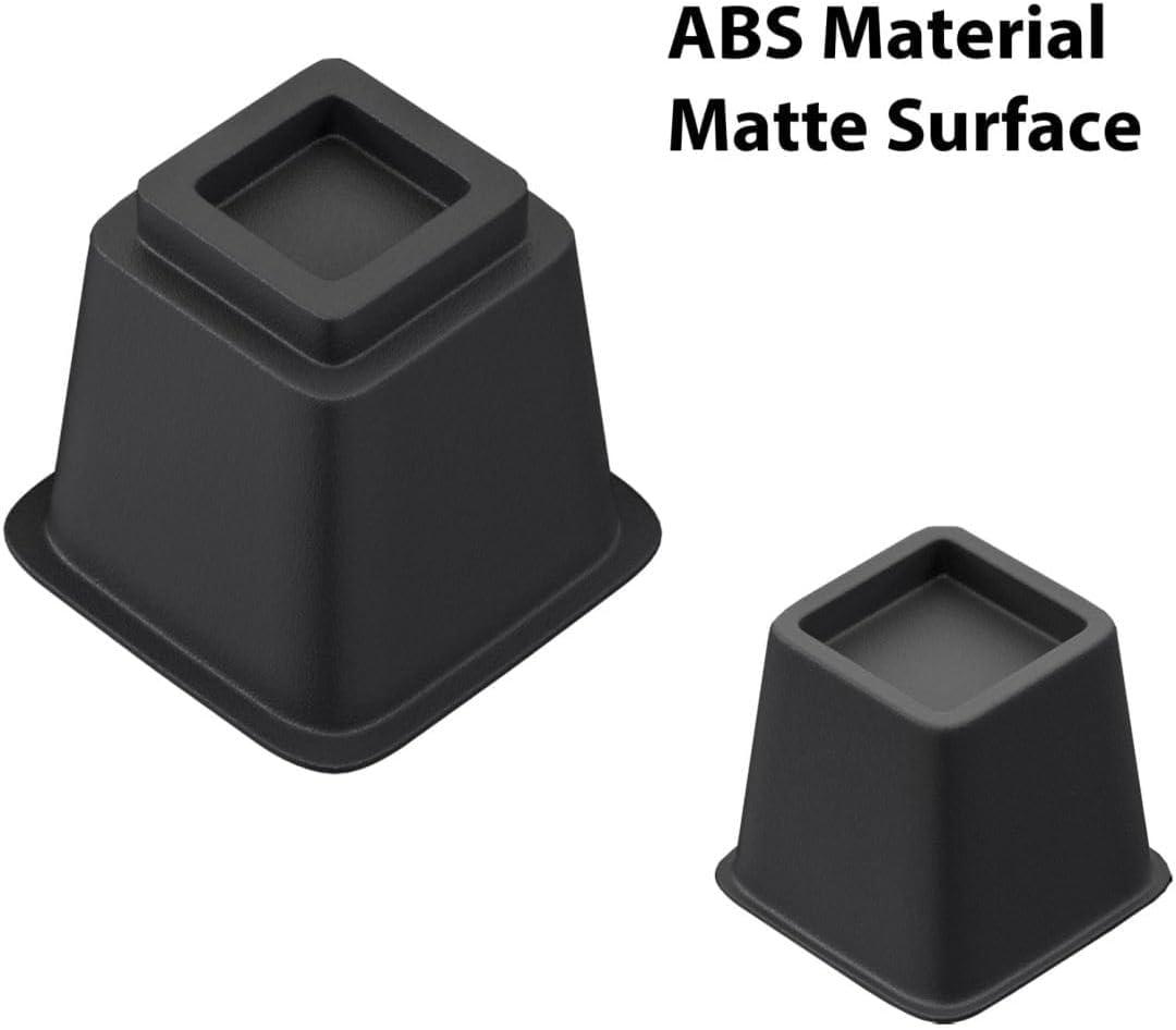 8 Pack Bed Risers, Heavy Duty Bed Furniture Risers, Adjustable Bed Elevators in Heights 3 or 5 inch, Stackable Risers for Sofa, Chair, Desk, Table Legs, Black