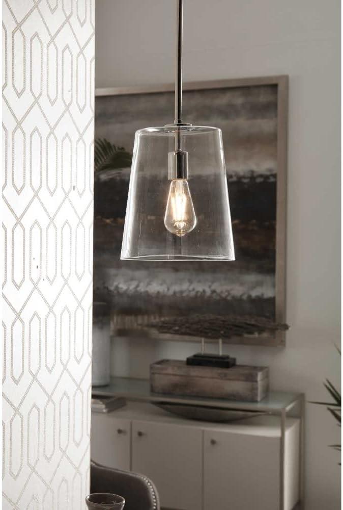 Clarion 9" Matte Black and Clear Glass Coastal Pendant Light