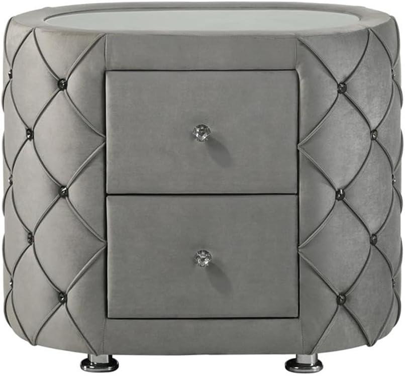 Acme Furniture Perine Nightstand in Gray Velvet