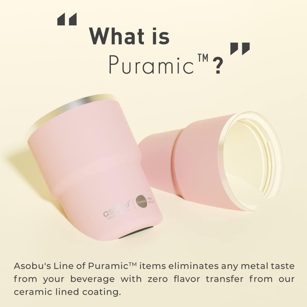 Asobu Ultimate Stainless Steel Ceramic Inner Coating Coffee Mug with Double Walled Copper Lining Insulation, 12 Ounces - (Pink)