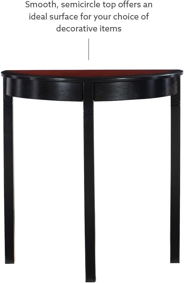 Camden Traditional Wood Demi Lune Console Table Black Cherry - Linon: Sturdy Entryway Furniture, Half Moon Shape, MDF Composite