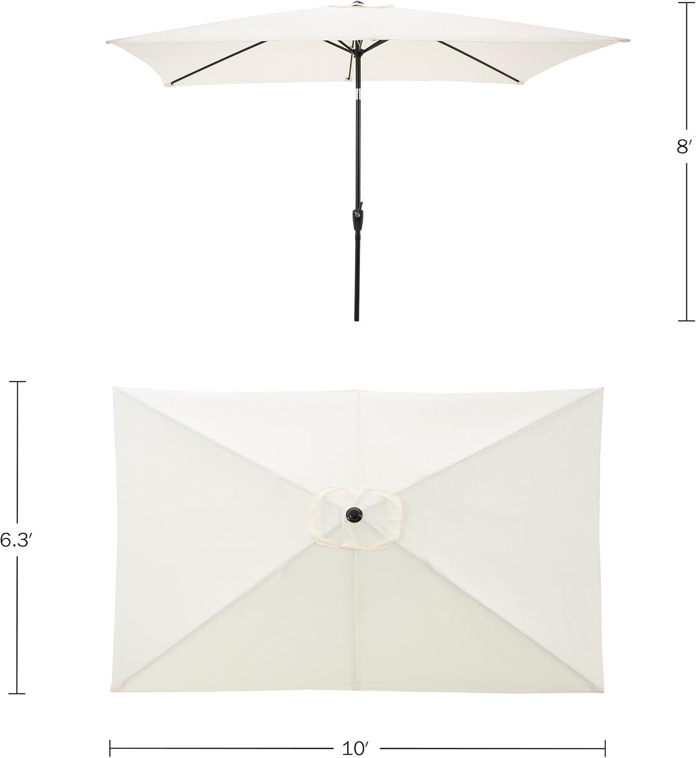 Rectangular Patio Umbrella - 10 Ft Easy Crank Sun Shade with Push Button Tilt for Outdoor Furniture, Deck, Backyard, or Pool by Pure Garden (Beige)