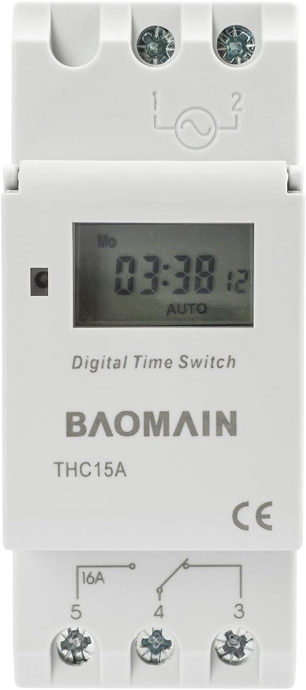 Baomain THC15A DC/AC 24V Digital LCD Power Programmable Timer Time Switch Relay 16A Amp