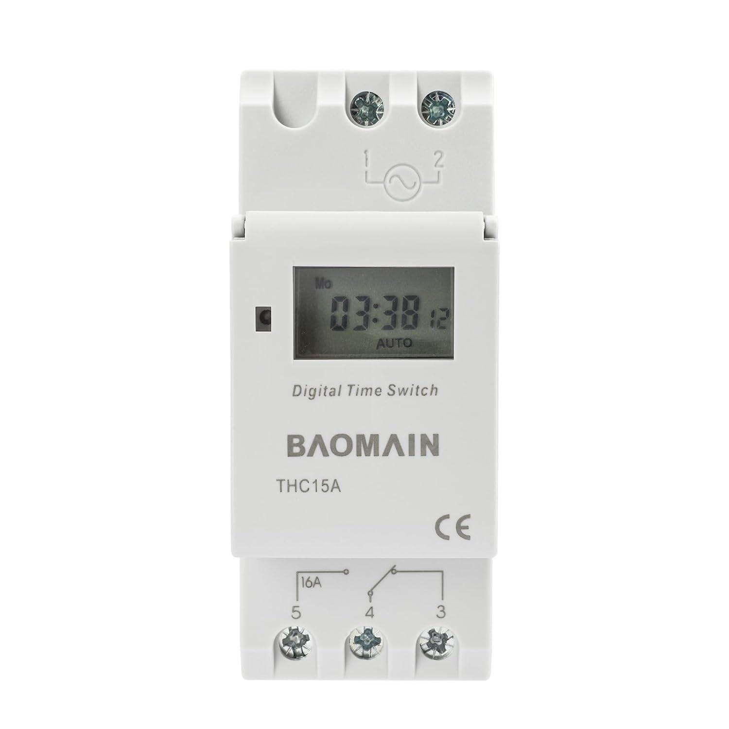 Baomain THC15A DC/AC 24V Digital LCD Power Programmable Timer Time Switch Relay 16A Amp