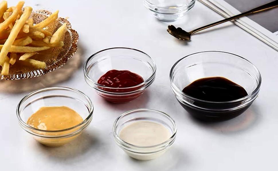 Mini Bowls 4 Inch Glass Bowls for Kitchen Prep, Dessert, Dips, and Candy Dishes ,4oz Stackable Dishware safe ,Set of 16 (combination)