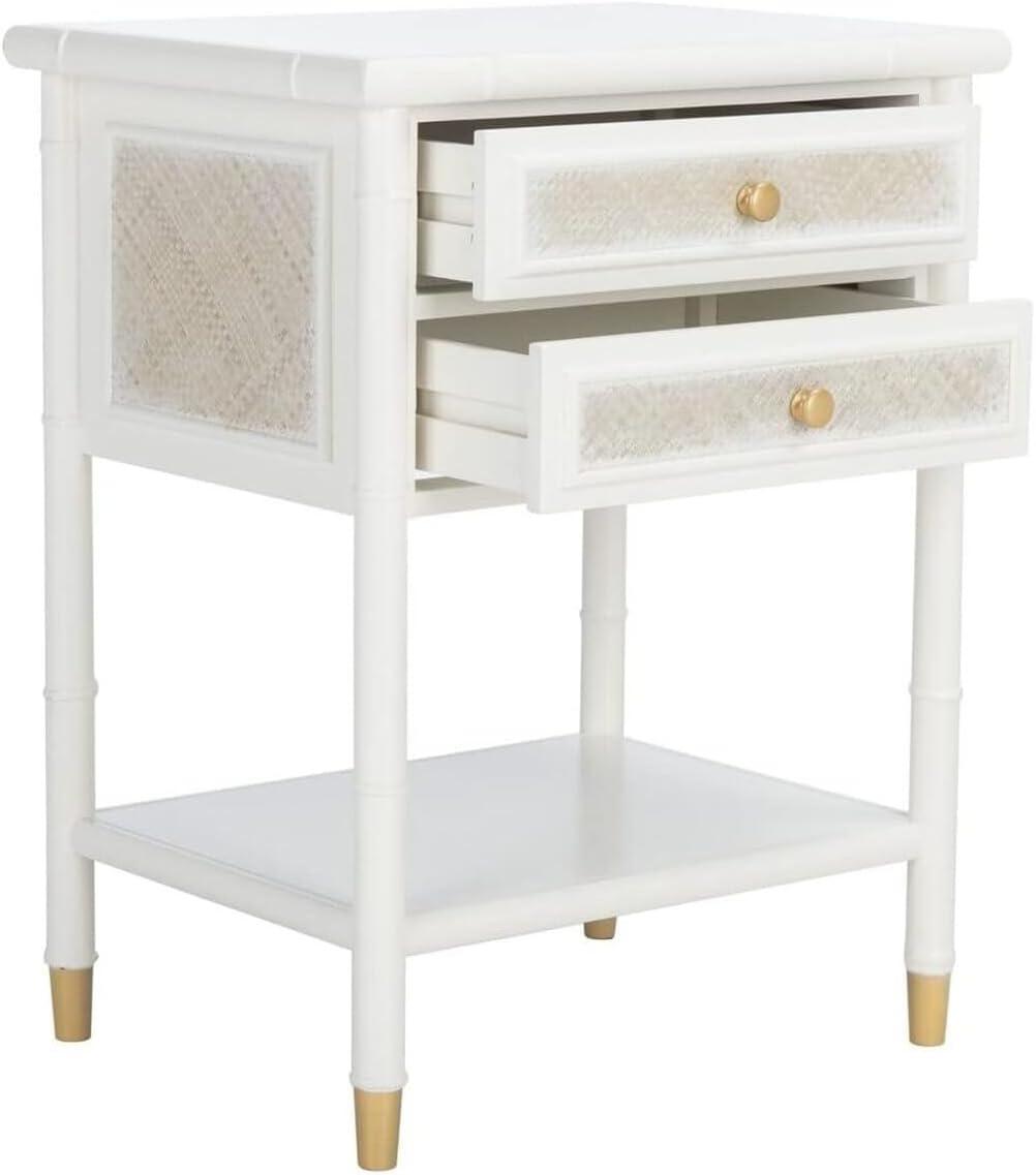 SAFAVIEH Ahab Amish White/Gold Rectangle Wood Storage End Table (20.5 in. W x 18 in. D x 26.5 in. H)