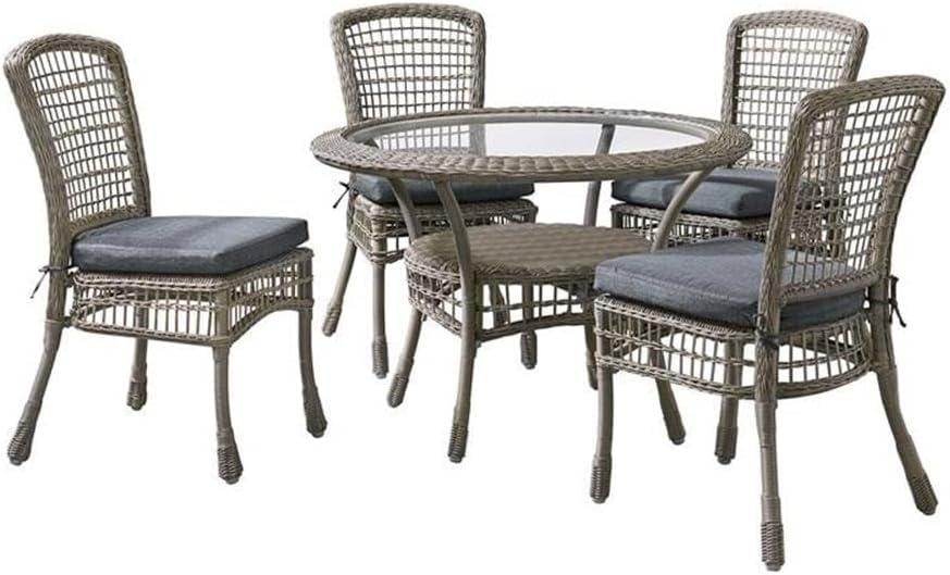 Carolina All-Weather Wicker Dining 5-Piece Dining Set with 42" Diameter Outdoor Dining Table and Four 37"H Chairs