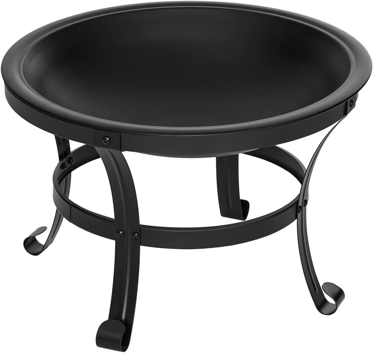 SINGLYFIRE 22 Inch Fire Pit Stainless Steel Round Outdoor Wood Burning Fire Bowl Black