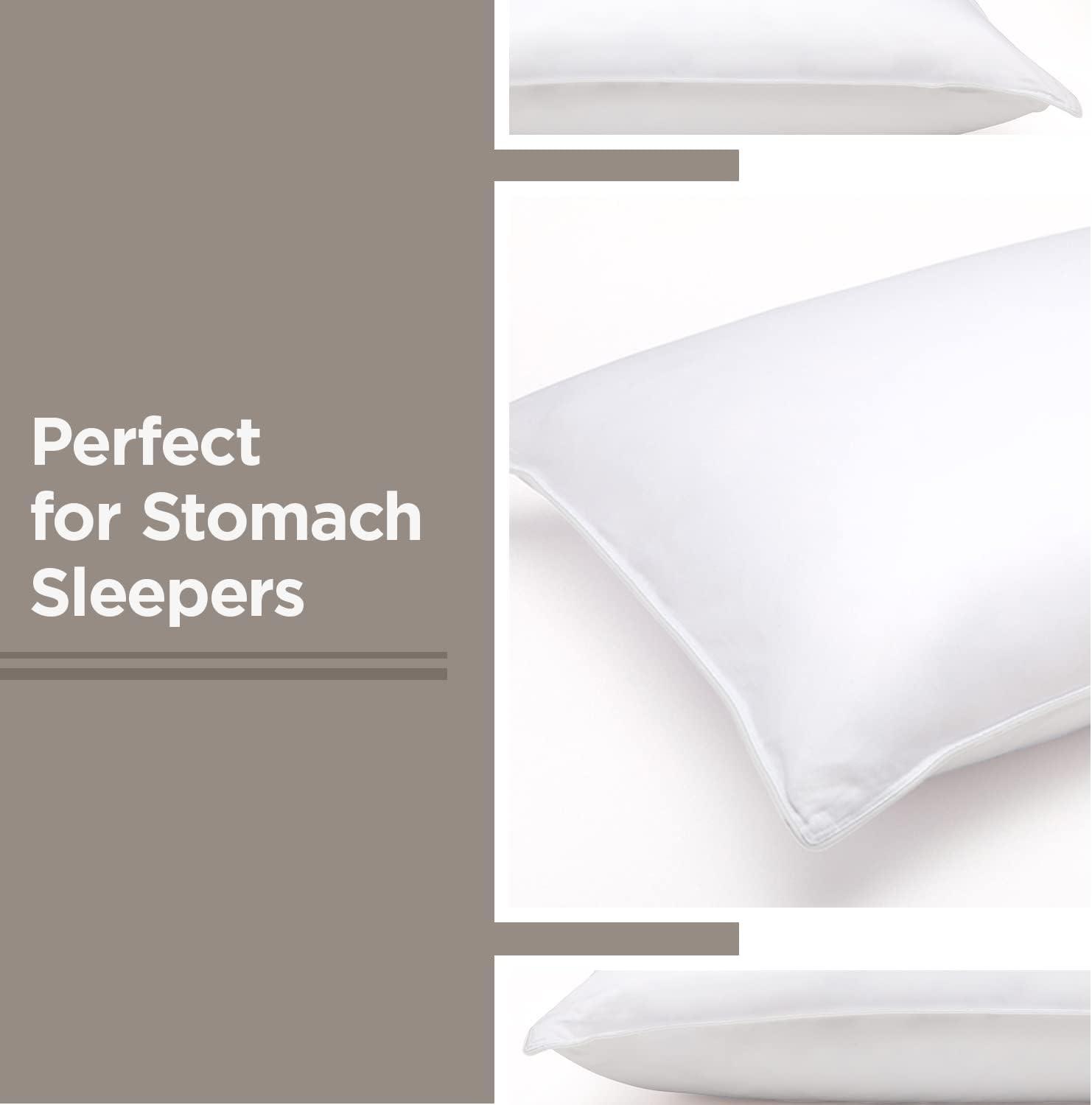 Soft White Goose Down Hypoallergenic Pillow for Stomach Sleepers