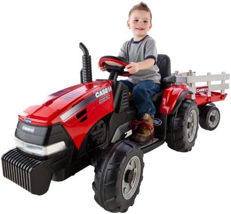 Peg Perego 12V Case Magnum Tractor with Trailer Powered Ride-On - Red