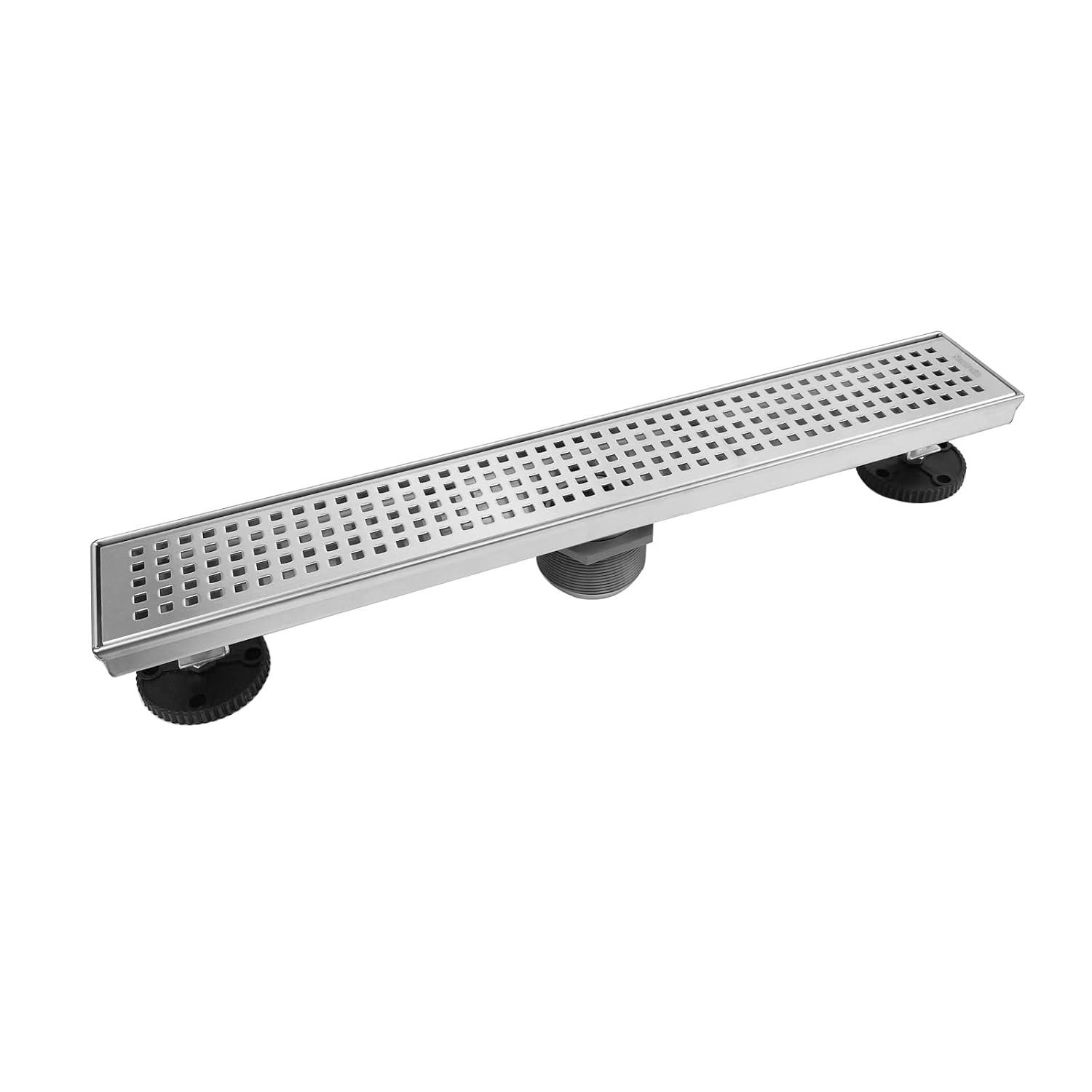 Neodrain 12-Inch Linear Shower Drain with Removable Grate, Professional Brushed 304 Stainless Steel Rectangle Shower Floor Drain Manufacturer, Linear Drain with Hair Strainer 12 IN Stainless