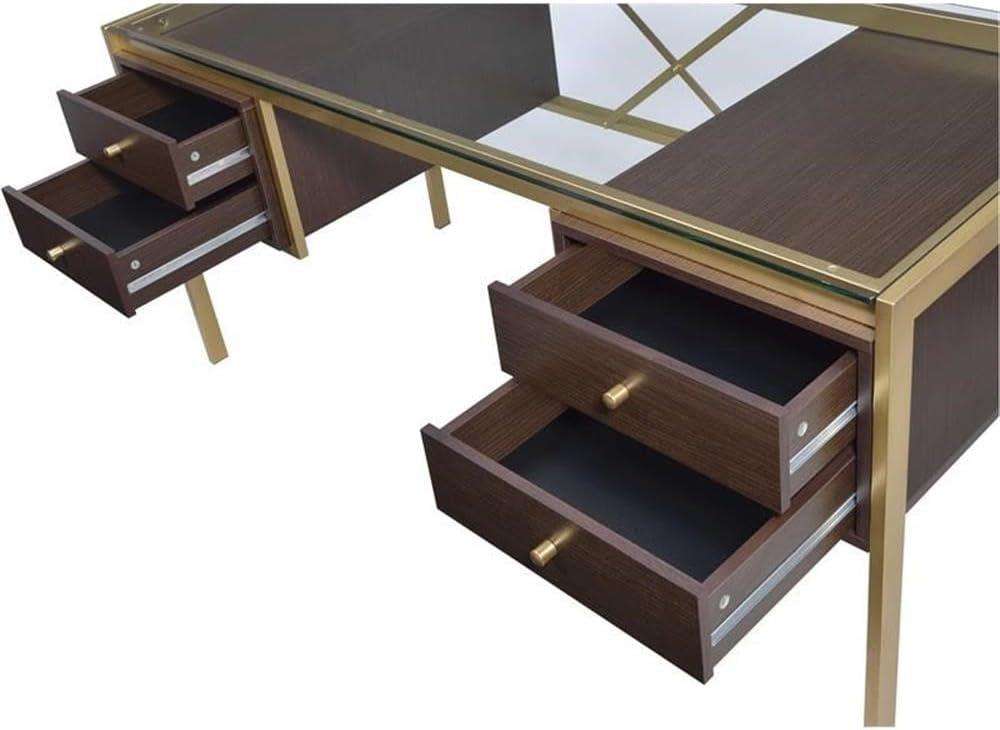 Everly Quinn Solid Wood Top Metal Base Writing Desk