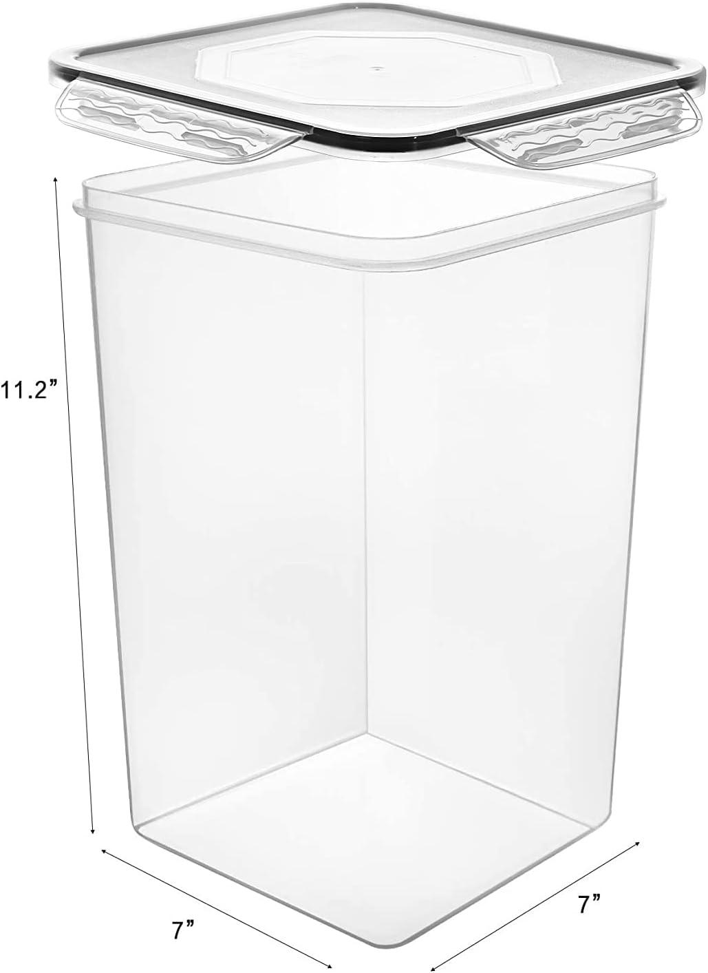 Prep & Savour Extra Large 7qt / 6.5L/220oz Tall Food Storage Containers, WIDE & DEEP, 4-Piece Plastic Airtight Kitchen Pantry Storage Containers for Flour, Sugar, with 4 Measuring Cups,20 Labels