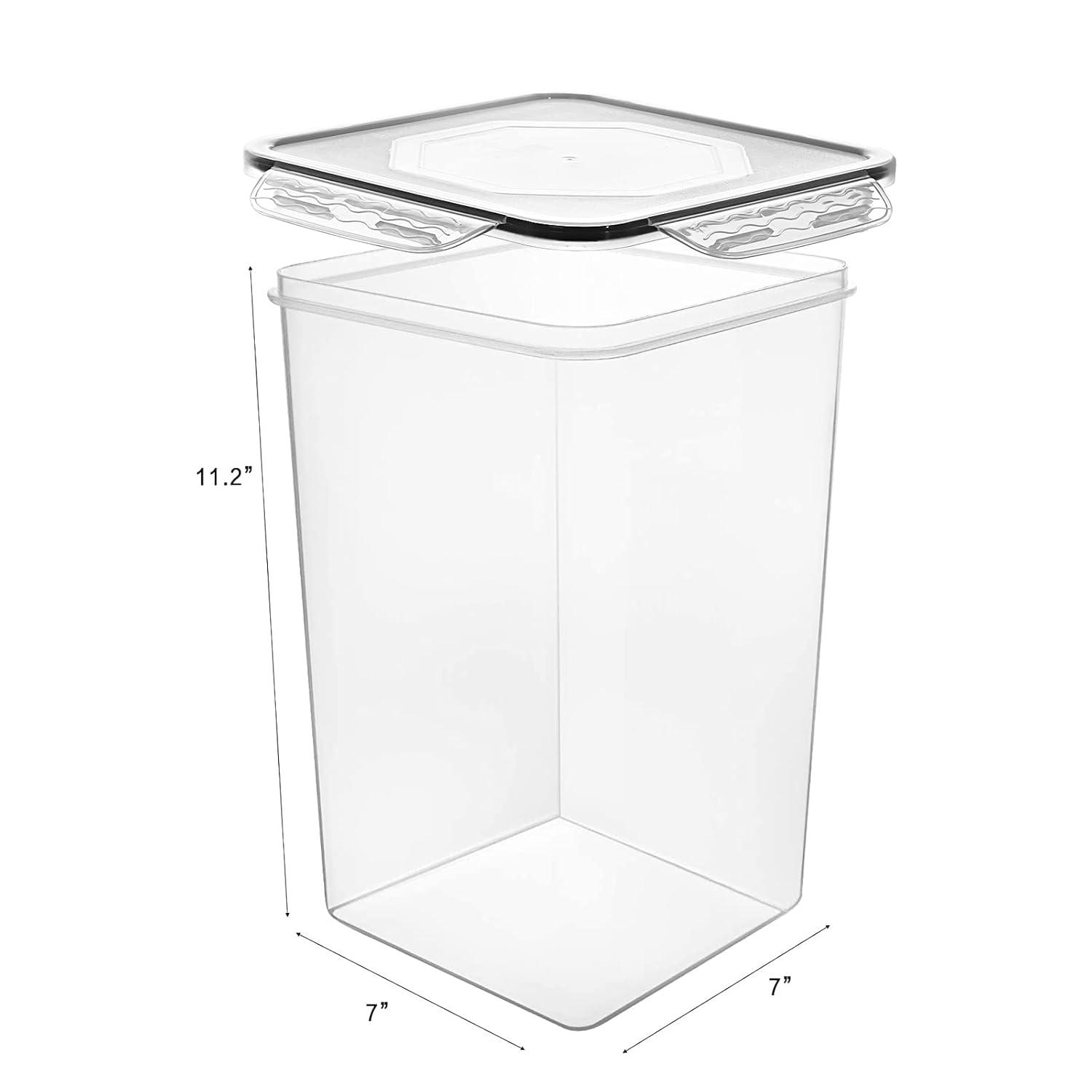 Prep & Savour Extra Large 7qt / 6.5L/220oz Tall Food Storage Containers, WIDE & DEEP, 4-Piece Plastic Airtight Kitchen Pantry Storage Containers for Flour, Sugar, with 4 Measuring Cups,20 Labels