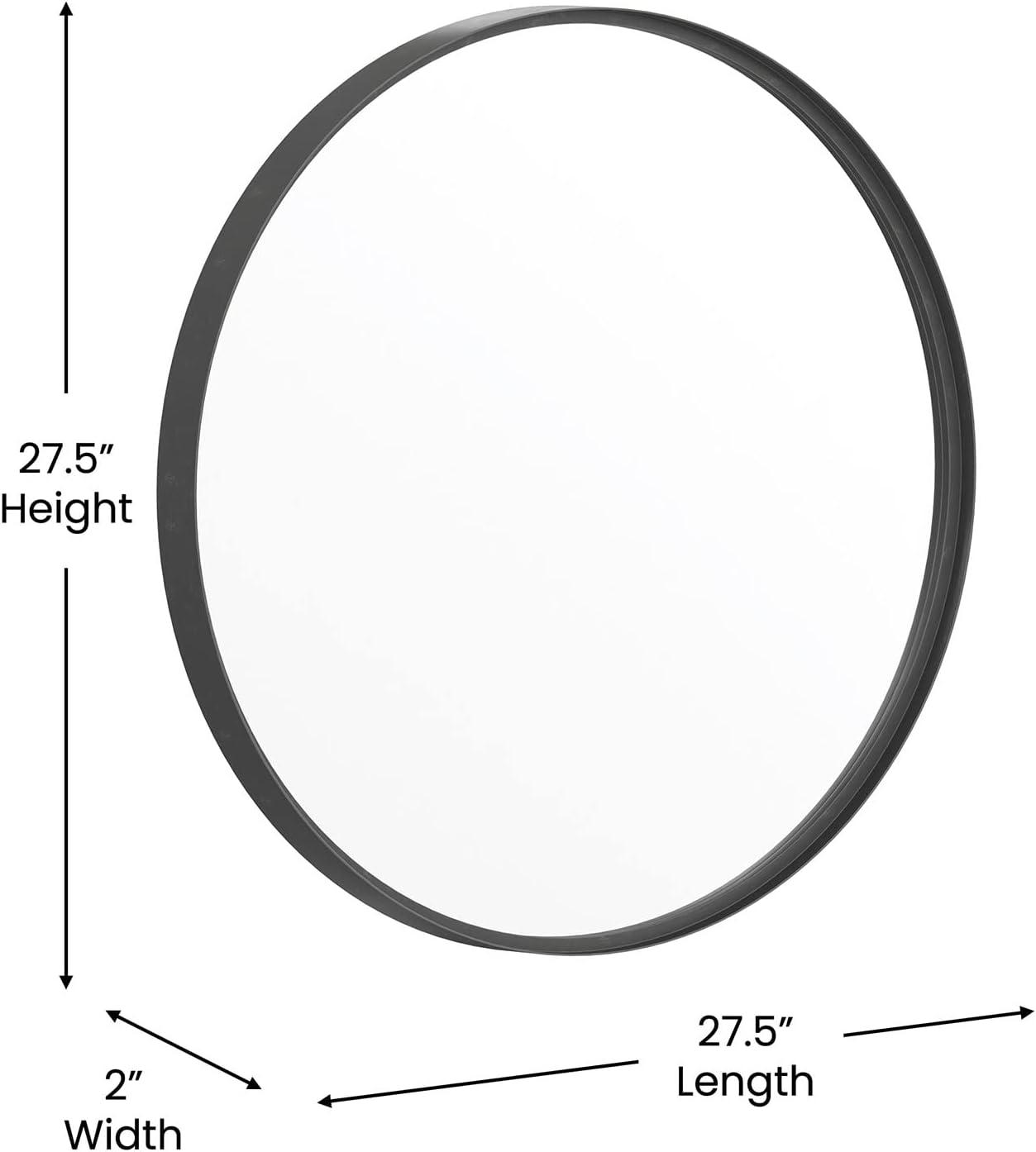 Matte Black 27.5" Round Metal Framed HD Wall Mirror