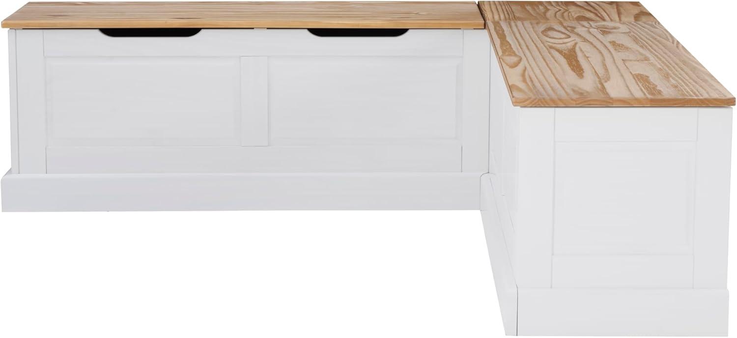 Linon Harris Natural and White Two Tone Backless Corner Breakfast Nook - Nook Only, Table is NOT Included