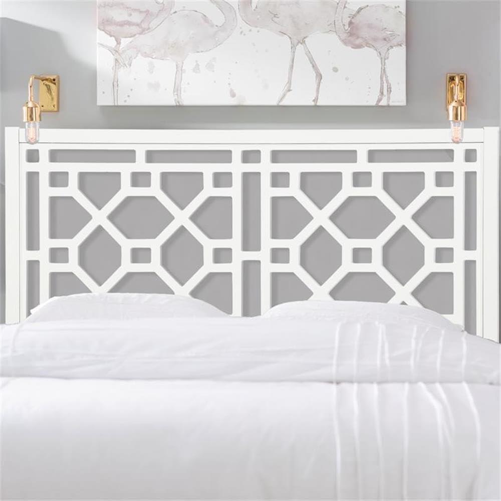 Comfort Pointe Full/Queen Thomas Headboard White: Chippendale Style, Poplar Wood, Painted Finish, Adjustable Height