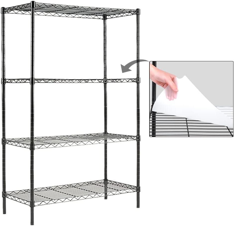 CAIHONG 4-Shelf Shelving Unit with Shelf Liners Set of 4, Adjustable Rack Unit, Steel Wire Shelves, Shelving Units and Storage Rack for Kitchen and Garage (35.5W X 13.8D X 55H), Black