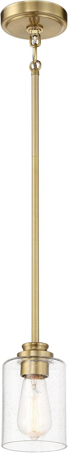 Elegant Mini Pendant Light in Satin Brass with Glass Shade