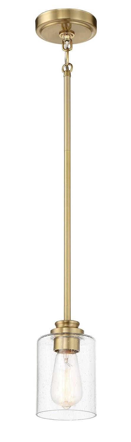 Elegant Mini Pendant Light in Satin Brass with Glass Shade